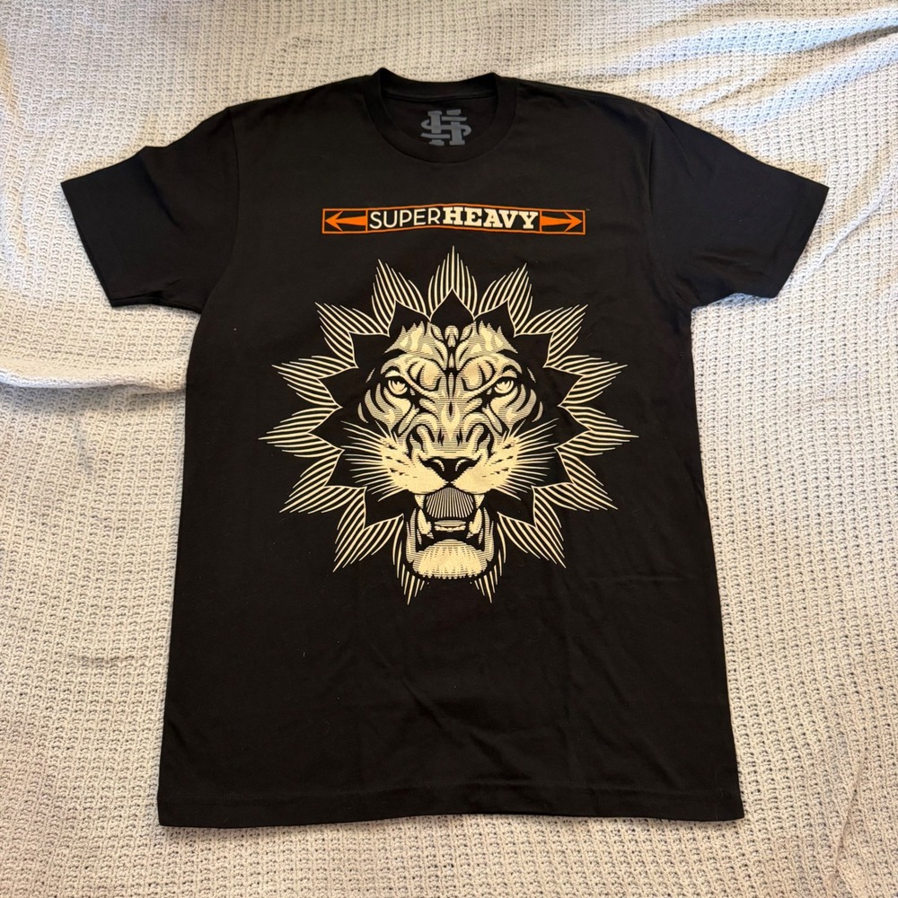 SuperHeavy Band T-Shirt Mens Black Lion Graphic Rock Supergroup Mick Jagger Tee - Picture 1 of 6
